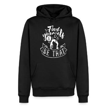 Find yourself & be that - Yoga - Men’s Premium Organic Hoodie - black - Front - Nico (187cm)