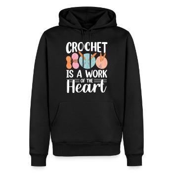 Crochet Lover Funny Loop & Hook Design - Männer Premium Bio Hoodie - Schwarz - Vorne - Nico (187cm)