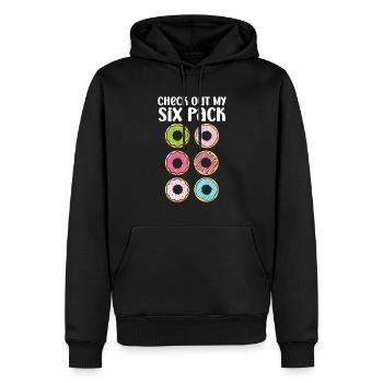 Donut sur le thème Donut pulvérisé drôle mignon - Sweat à capuche Premium bio Homme - noir - Devant - Nico (187cm)