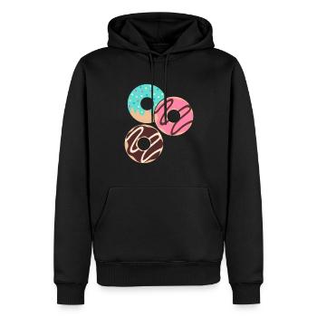 Donut sur le thème Donut pulvérisé drôle mignon - Sweat à capuche Premium bio Homme - noir - Devant - Nico (187cm)