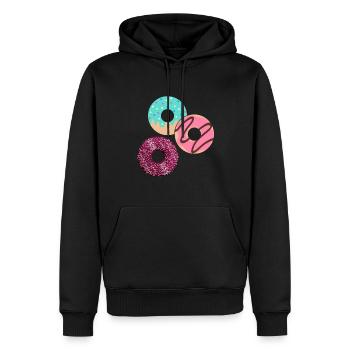 Donut sur le thème Donut pulvérisé drôle mignon - Sweat à capuche Premium bio Homme - noir - Devant - Nico (187cm)