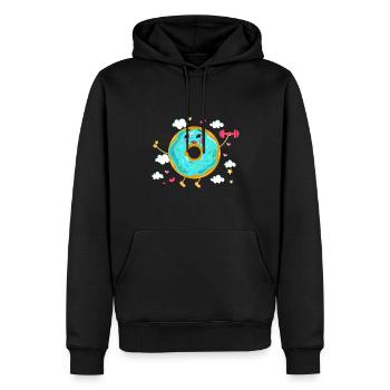 Donut sur le thème Donut pulvérisé drôle mignon - Sweat à capuche Premium bio Homme - noir - Devant - Nico (187cm)