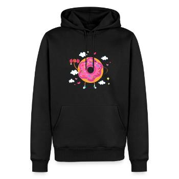 Donut sur le thème Donut pulvérisé drôle mignon - Sweat à capuche Premium bio Homme - noir - Devant - Nico (187cm)
