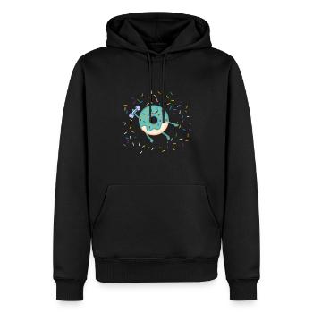 Donut sur le thème Donut pulvérisé drôle mignon - Sweat à capuche Premium bio Homme - noir - Devant - Nico (187cm)