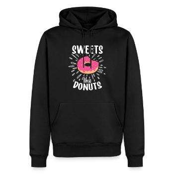 Donut sur le thème Donut pulvérisé drôle mignon - Sweat à capuche Premium bio Homme - noir - Devant - Nico (187cm)