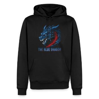 Dragon traditionnel japonais Le dragon bleu - Sweat à capuche Premium bio Homme - noir - Devant - Nico (187cm)