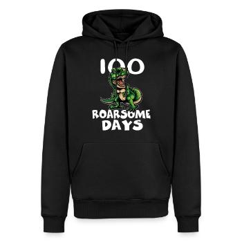 100 Tage Schule 100 Brüllende Tage Schule T-Rex - Männer Premium Bio Hoodie - Schwarz - Vorne - Nico (187cm)