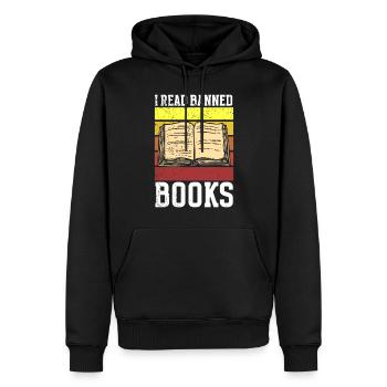 Livres interdits Amateurs de livres Lire des livres Livres - Sweat à capuche Premium bio Homme - noir - Devant - Nico (187cm)