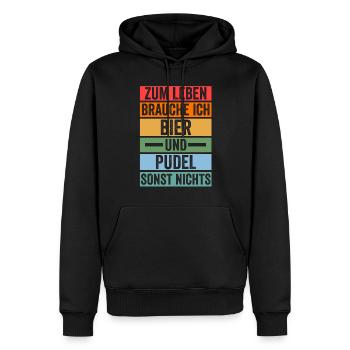 Hund Bier Pudel - Männer Premium Bio Hoodie - Schwarz - Vorne - Nico (187cm)