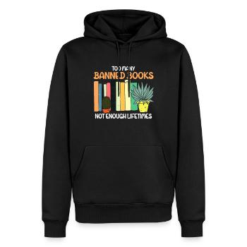 Livres interdits Amateurs de livres Lire des livres Livres - Sweat à capuche Premium bio Homme - noir - Devant - Nico (187cm)
