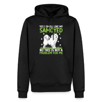 Ich rieche nach Samojede Schlittenhund - Männer Premium Bio Hoodie - Schwarz - Vorne - Nico (187cm)