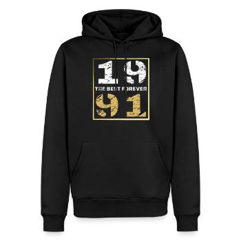 THE BEST FOREVER 1991 - Männer Premium Bio Hoodie - Schwarz - Vorne - Nico (187cm)