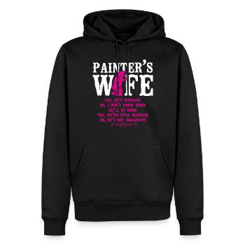 Femme peintre décoratrice en bâtiment - Sweat à capuche Premium bio Homme - noir - Devant - Nico (187cm)