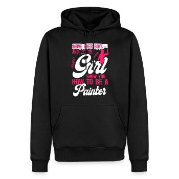 Peintre en bâtiment Décorateur Femme - Sweat à capuche Premium bio Homme - noir - Devant - Nico (187cm)