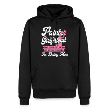 Petite amie peintre décoratrice en bâtiment - Sweat à capuche Premium bio Homme - noir - Devant - Nico (187cm)