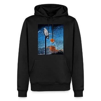 Moonlit Hoops: Eine Nacht der stillen Echos - Männer Premium Bio Hoodie - Schwarz - Vorne - Nico (187cm)