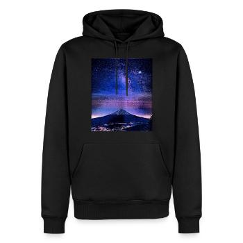 Berg Fuji bei Nacht, Japan - Männer Premium Bio Hoodie - Schwarz - Vorne - Nico (187cm)