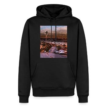 Manhattan Beach, États-Unis - Sweat à capuche Premium bio Homme - noir - Devant - Nico (187cm)