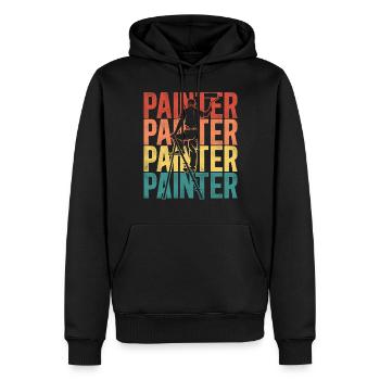 Peintre En Bâtiment Décorateur Vintage - Sweat à capuche Premium bio Homme - noir - Devant - Nico (187cm)