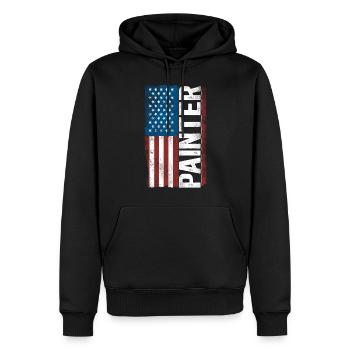Peintre en bâtiment Décorateur Américain - Sweat à capuche Premium bio Homme - noir - Devant - Nico (187cm)