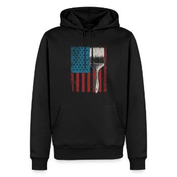 Peintre en bâtiment Décorateur Américain - Sweat à capuche Premium bio Homme - noir - Devant - Nico (187cm)