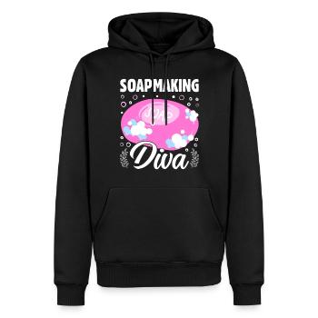 Savon Savon de bain Savon naturel - Sweat à capuche Premium bio Homme - noir - Devant - Nico (187cm)