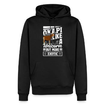 Drôle de gardien de zoo amoureux de l’okapi - Sweat à capuche Premium bio Homme - noir - Devant - Nico (187cm)