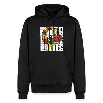 Sankofa Roots Before Routes - Männer Premium Bio Hoodie - Schwarz - Vorne - Nico (187cm)