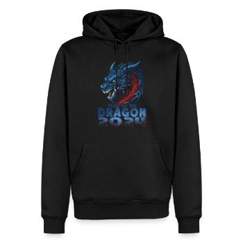 Dragon traditionnel japonais Le dragon bleu - Sweat à capuche Premium bio Homme - noir - Devant - Nico (187cm)