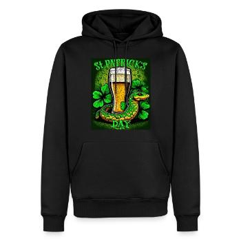 ST PATRICK´S DAY SCHLANGE BIER KLEEBLATT - Männer Premium Bio Hoodie - Schwarz - Vorne - Nico (187cm)