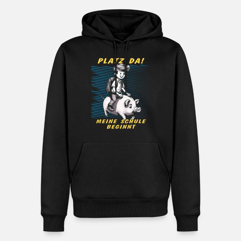 SCHWEIN KIND JUNGE SCHULE BEGINNT - Männer Premium Bio Hoodie - Schwarz