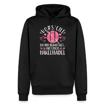 Crochet disant crochet pour femme au Crochet fait à la main - Sweat à capuche Premium bio Homme - noir - Devant - Nico (187cm)