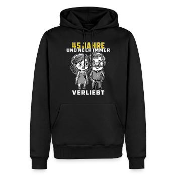 PAAR 45 JAHRE UND NOCH IMMER VERLIEBT - Männer Premium Bio Hoodie - Schwarz - Vorne - Nico (187cm)