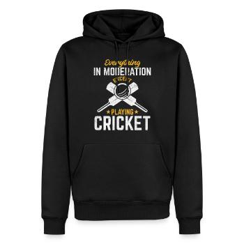 Cricketing - Everything in moderation except playi - Men’s Premium Organic Hoodie - black - Front - Nico (187cm)