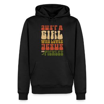Cornichons et culture de légumes de cornichons Jésus - Sweat à capuche Premium bio Homme - noir - Devant - Nico (187cm)