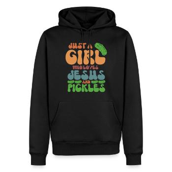Cornichons et culture de légumes de cornichons Jésus - Sweat à capuche Premium bio Homme - noir - Devant - Nico (187cm)