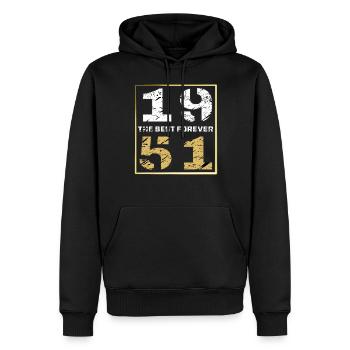 THE BEST FOREVER 1951 - Männer Premium Bio Hoodie - Schwarz - Vorne - Nico (187cm)