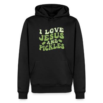 Cornichons et culture de légumes de cornichons Jésus - Sweat à capuche Premium bio Homme - noir - Devant - Nico (187cm)