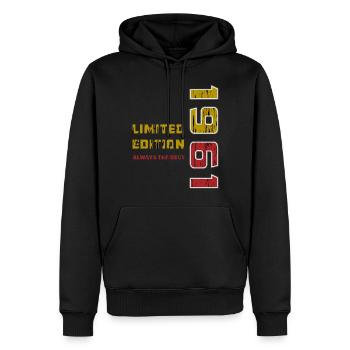 ANNÉE 1961 - Sweat à capuche Premium bio Homme - noir - Devant - Nico (187cm)
