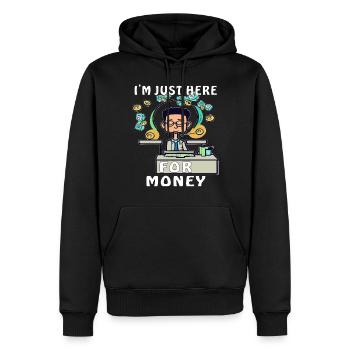 MEC, JE SUIS JUSTE LÀ POUR L’ARGENT - Sweat à capuche Premium bio Homme - noir - Devant - Nico (187cm)