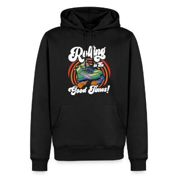 Roller Skates Funny 80s Roller Disco Skating - Men’s Premium Organic Hoodie - black - Front - Nico (187cm)