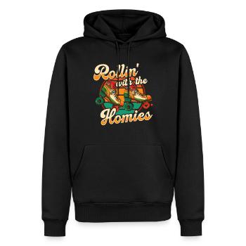 Roller Skates Funny 80s Roller Disco Skating - Men’s Premium Organic Hoodie - black - Front - Nico (187cm)