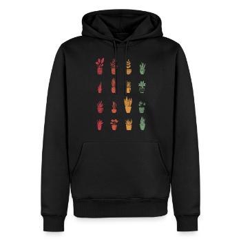 Plantes en pot jardinier rétro jardin cadeau plantes - Sweat à capuche Premium bio Homme - noir - Devant - Nico (187cm)