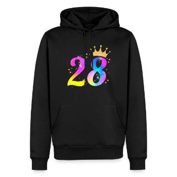 28. Geburtstag Geschenkidee Für 28 Jahre Alt - Männer Premium Bio Hoodie - Schwarz - Vorne - Nico (187cm)