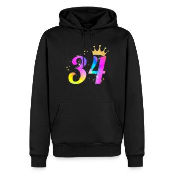 34. Geburtstag Geschenkidee Für 34 Jahre Alt - Männer Premium Bio Hoodie - Schwarz - Vorne - Nico (187cm)
