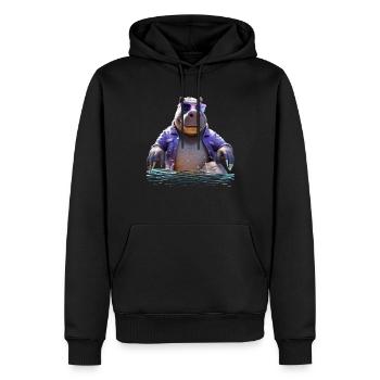 Nilpferd Flusspferd Papa Hippopotamus Cooles Hippo - Männer Premium Bio Hoodie - Schwarz - Vorne - Nico (187cm)