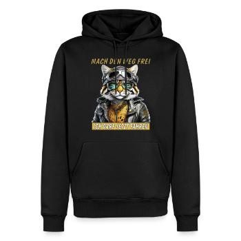 BLOUSON EN CUIR DE CHAT LA MOTO EST AUTORISÉE À CONDUIRE - Sweat à capuche Premium bio Homme - noir - Devant - Nico (187cm)