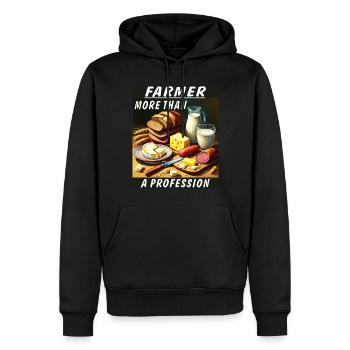 L’AGRICULTEUR PLUS QU’UNE PROFESSION - Sweat à capuche Premium bio Homme - noir - Devant - Nico (187cm)