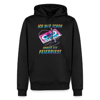 CASSETTE PARTY BEAST - Sweat à capuche Premium bio Homme - noir - Devant - Nico (187cm)