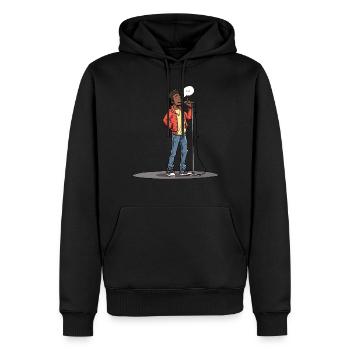 Poète Spoken Word Stand-up Comedian - Sweat à capuche Premium bio Homme - noir - Devant - Nico (187cm)